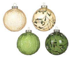 Dekordom dekoracija - hanging bauble glass 8cm 070794 - yellow/green assorted - kmg ( 045644 )