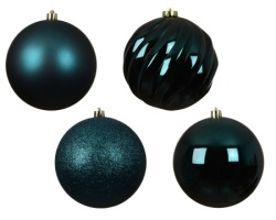Dekordom dekoracija - hanging bauble set mix 4pcs 14cm 023194 - emerald - kmg ( 045610 )