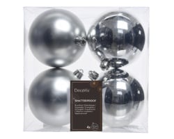 Dekordom novogodišnja dekoracija - hanging bauble set mix 4pcs 10cm 022166 - silver - kmg ( 043298 )-1