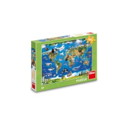 Dino mapa gde žive životinje? - puzzle xl 100 delova ( 11142 )