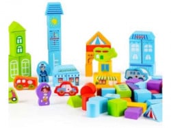 Eco Toys edukativne drvene kocke city 100kom ( SR19001 ) - Img 3