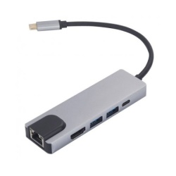 Fast Asia Adapter-konvertor TIP C na HDMI+2xUSB 3.0+TIP C+RJ45 ( 583 )