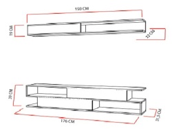 Futrix Tv komoda belo tikov dezen sa zidnim elementom ( 34565 ) -3