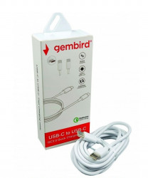 Gembird CCP-AMCM-AMCM-1.8M USB 2.0 Type-C to Type-C cable (AM/CM), QC3.0, 1.8m WHITE (143) - Img 1
