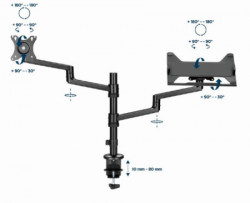 Gembird MA-DA-04 podesivi stoni drzac za monitor tilt, 17-32 max.8kg + nosac za laptop - Img 2