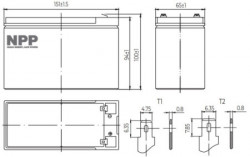 Gembird NPP NP12V-7Ah, agm battery C20=7AH, T1, 151x65x94x100, 1,97KG, black  - Img 3