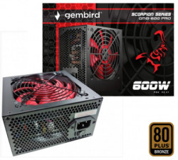 GMB-600-PRO Gembird napajanje 600W 80+BRONZE, PFC,12cm FAN, 20+4pin, 2x4pin,2x 6+2pin, 5xSATA - Img 1