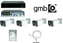 GMB cam-ipset4mp-01 nvr 8ch, HDD 2tb, 4x 15m kabla I 4 kamere 4mpx bullit