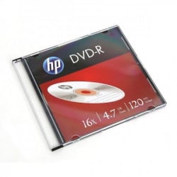 Hewlett packard DVD-R 4.7GB 16X 10PACK BRANDED SLIM CASE 120 MIN 69314( 5516HPS/Z )