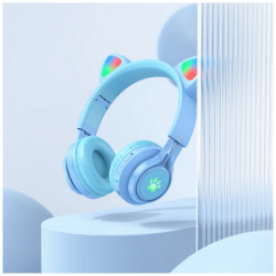 Hoco bežične stereo slušalice, Bluetooth v5.3, 400mAh - W39 slušalice Mačje uši,Plave - Img 2