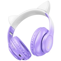 Hoco Bežične stereo slušalice, Bluetooth v5.3, 400mAh - W42 Cat Ears, Purple Grape-4