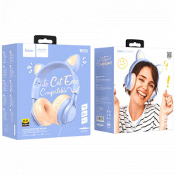 Hoco slušalice sa mikrofonom, 3.5mm utikač, 1.2m kabel - W36 slušalice Mačje uši,Dream Blue - Img 5
