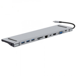 HUB USB type C 11u1 4K-HDMI VGA USB-C PD SD/TF US ( 55-079 )