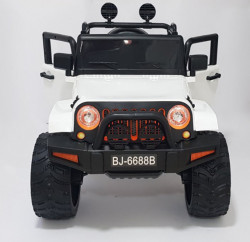 Jeep 2 sa kožnim sedištem i mekim gumama 4x4 pogon + mod za ljuljanje - Beli - Img 5