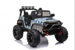 Jeep Brothers na akumulator sa kožnim sedištem i mekim gumama - Plavi - Img 2