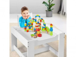 Kinder home dvostrani dečiji drveni sto sa 2 stolice belo-sivi ( TF6265 ) - Img 3