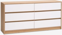 Komoda 3+3 biela/natur hrast