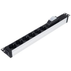 Lande Napojna letva PDU ALU 19" 1U 6xšuko sa osiguracem,16A,1.5m ( Ln-prz-sgt-1u6p-sc-p )