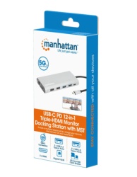 Manhattan 130660 12in1 USB-C - 3xHDMI/4xUSB/LAN/CR/PD 100W Docking station -3