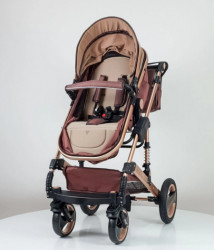 Marsi Kolica za bebe 0+ sa torbom za mamu - Bež tenda/ram u boji zlata model 600 - Img 2