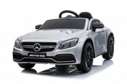 Mercedes C63 AMG Licencirani auto za decu na akumulator sa kožnim sedištem i mekim gumama - Sivi - Img 1