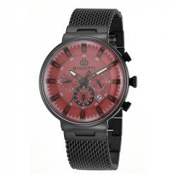 Muški bigotti multifunction crveni crni sportsko elegantni ručni sat sa crnim metalnim kaišem ( bg.1.10089-3 )