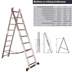 N/A merdevine aluminijumske kombinovane 2x11 ( 028035 )-1