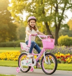 Nina Rose Bicikl 16" za devojčice model 722-16 sa pomoćnim točkovima bela