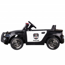 Police Mini Auto na akumulator sa kožnim sedištem i mekim gumama - Crni - Img 4