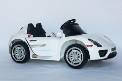 Porsche Auto za decu na akumulator sa mekim gumama i kožnim sedištem - Beli ( A1038-1 ) - Img 5