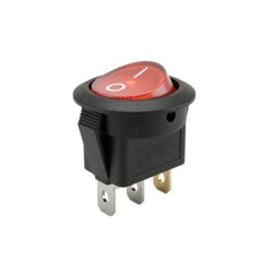 Proelektronic Okrugli crveni prekidač 21mm, 2pola/3pina ( PREKokr220RD )