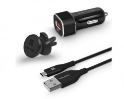 Promate AutoGear-QC3 USB-C kabl punjač za automobil crni - Img 1