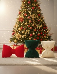 Ready Novogodišnji jastuk - Mašna NG26 ( Crveni, Zeleni, Bež )