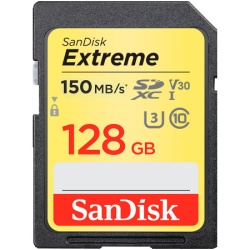 SanDisk Extreme 128GB SDXC Memory Card + 1 year RescuePRO Deluxe up to 180MB/s & 90MB/s Read/Write speeds, UHS-I, Class 10, U3, V30 ( SDSDX