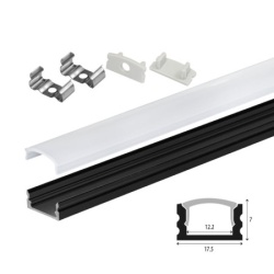 Set aluminijumski profil za LED trake 2m 17.5x7 mm crni ( LPR-1707/2-BK-SET )