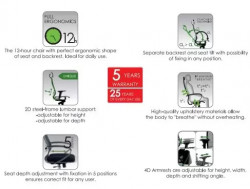 Smart Ergonomic Line - Radna anatomska stolica T29 Black - Img 3