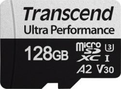 Transcend 128GB microSD w/ adapter UHS-I U3 A2 ultra performance, read/write up to 160/125 MB/s ( TS128GUSD340S )  - Img 1