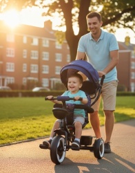 Tricikl Guralica MONI model 431 sa rotirajućim sedištem i točkovima od Eva pene - Plava