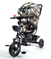 Tricikl Guralica Playtime Army 406-1 sa mekim sedištem - Crni ram/Roze-Maskirna tenda - Img 7