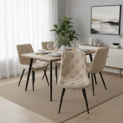 Trpezarijska stolica 1340 Bež/Metalne crne noge 520x590x880mm ( 775-518 ) - Img 5