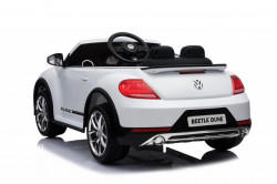 Volkswagen Buba Licencirani auto na akumulator sa kožnim sedištem i mekim gumama - Beli - Img 4