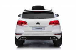 Volkswagen Touareg Licencirani auto na akumulator sa kožnim sedištem i mekim gumama - Beli - Img 3