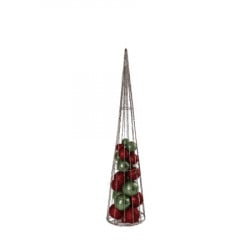 Wire cone, jelka, sa kuglama, crveno-zelena, LED, 60cm ( 761062 ) - Img 2