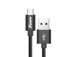 Xwave USB kabl TIP-C/USB 3.0 (tip A-muški) -USB 3.1 (TIP C-muški)/dužina 1,2m/3A/Aluminium /crni upleteni ( USB TIP-C 1.2m 3A Al /black me - Img 2