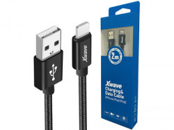Xwave USB kabl/USB 2.0(tip A)- LIGHTNING(iPHONE kompatibilni)/dužina 2m/3A/Aluminium/black upleteni ( USB za iPhone 2m 3A Al /black mesh ) - Img 2
