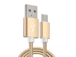 Xwave USB kabl /USB 2.0 (tip A -muški) -Micro USB (tip A -muški)/dužina 1,2m/2A/Aluminium /zlatni upleteni ( USB Micro 1.2m 2A Al /gold mes - Img 1