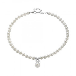 Ženska majorica brides bela biserna srebrna ogrlica sa kristalima 8 mm 40-45 cm ( 11974.01.2 000.010.1 ) - Img 1