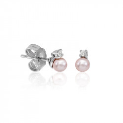 Ženske majorica cies pink pearl biserne srebrne mindjuše sa cirkonom 4 mm ( 16287.44.2 000.010.1 ) - Img 1