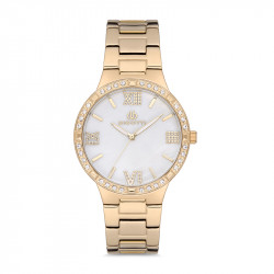 Ženski bigotti beli zlatni elegantni ručni sat sa roze zlatnim metalnim kaišem ( bg.1.10117-5 ) - Img 1