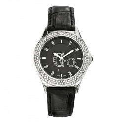 Ženski girl only go cristaux crni modni ručni sat sa crnim kroko kožnim kaišem ( 698145 )